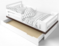 Ліжко IndigoWood Cloud 160x80cm з ящиком white / natural wood